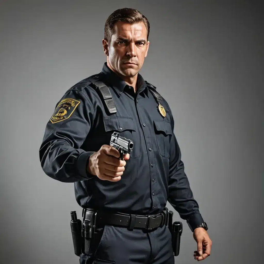 Security Officer pointing a pistol