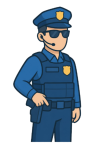 Illinois PERC Card & Security Officer Training 13 an icon of an armed security officer